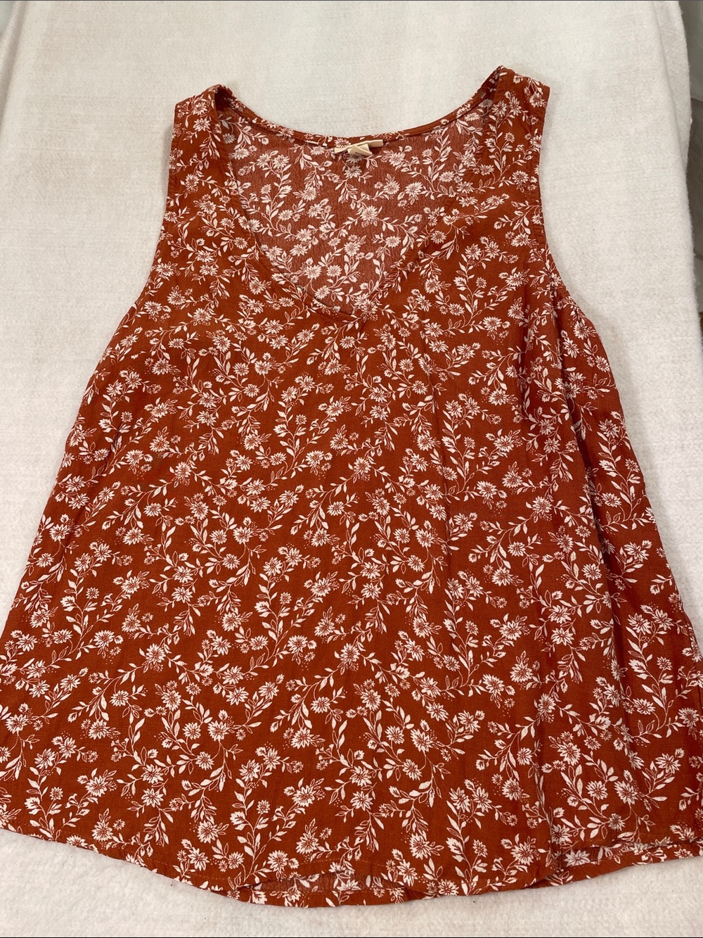 a.n.a Rust Floral Scoop Neck Tank